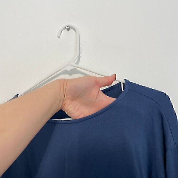 J. JILL Solid Blue Boat Neck Long Sleeve Fleece Lined Side Zip Zippers Tunic Top - Picture 3 of 12